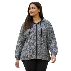 J.Jill Fit Floral Jacket Women’s 2X – Black & White Hooded Zip-Up Sweatshirt 
AA